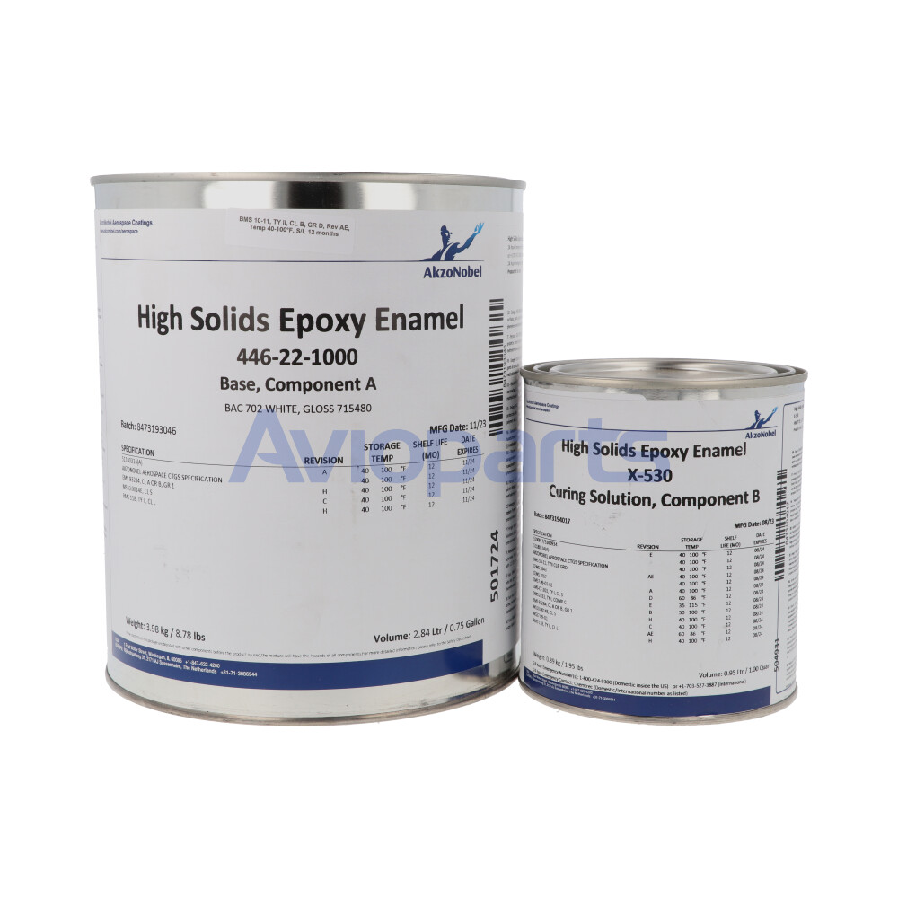 EPOXY GLOSS TOPCOAT 446-22-1000 WHITE BAC 702/X-530  , KIT 1 GAL // BMSS10-11 TY II CL B Gº D