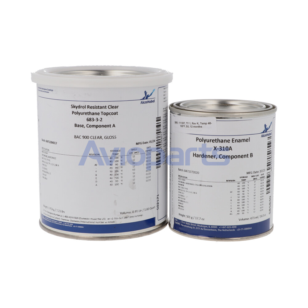 CLEAR POLYURETHANE TOPCOAT 683-3-2 & CURING SOLUTION X310A5 BAC900, KIT 1,5QT// BAC5710 TY 41