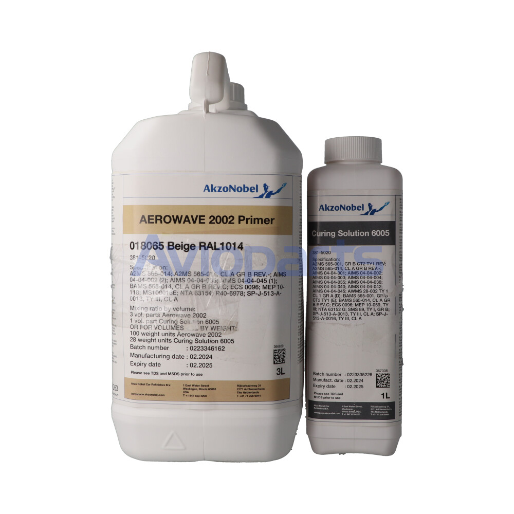 AEROWAVE 2002 PRIMER RAL1014 BEIGE 3LT & CURING SOLUTION 6005  1LT,  KIT: 4 L, MR:3:1