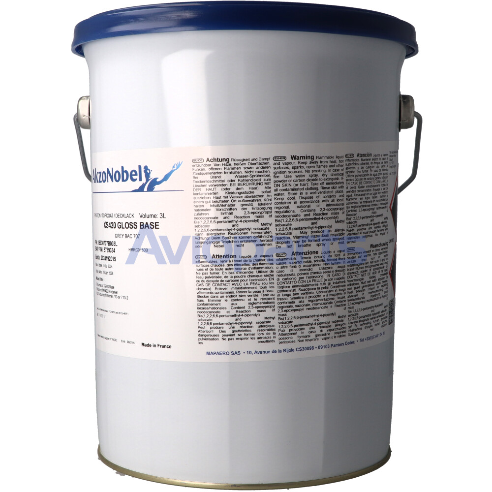 XS420 POLYURETHANE TOPCOAT GLOSS GREY BAC707 , CAN 3 LT
