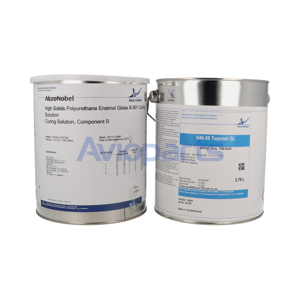 646-58-6440 (16440) POLYURETHANE TOPCOAT SERIE 58  GREY GLOSS BASE 1 GAL & ACTIVATOR X501 1 GAL, KIT 2 GAL