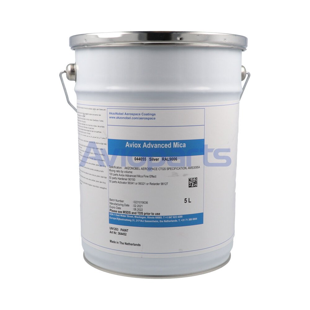 AVIOX ADVANCED MICA 044055 SILVER RAL9006, POLYURETHANE TOPCOAT,   CAN 5 LT