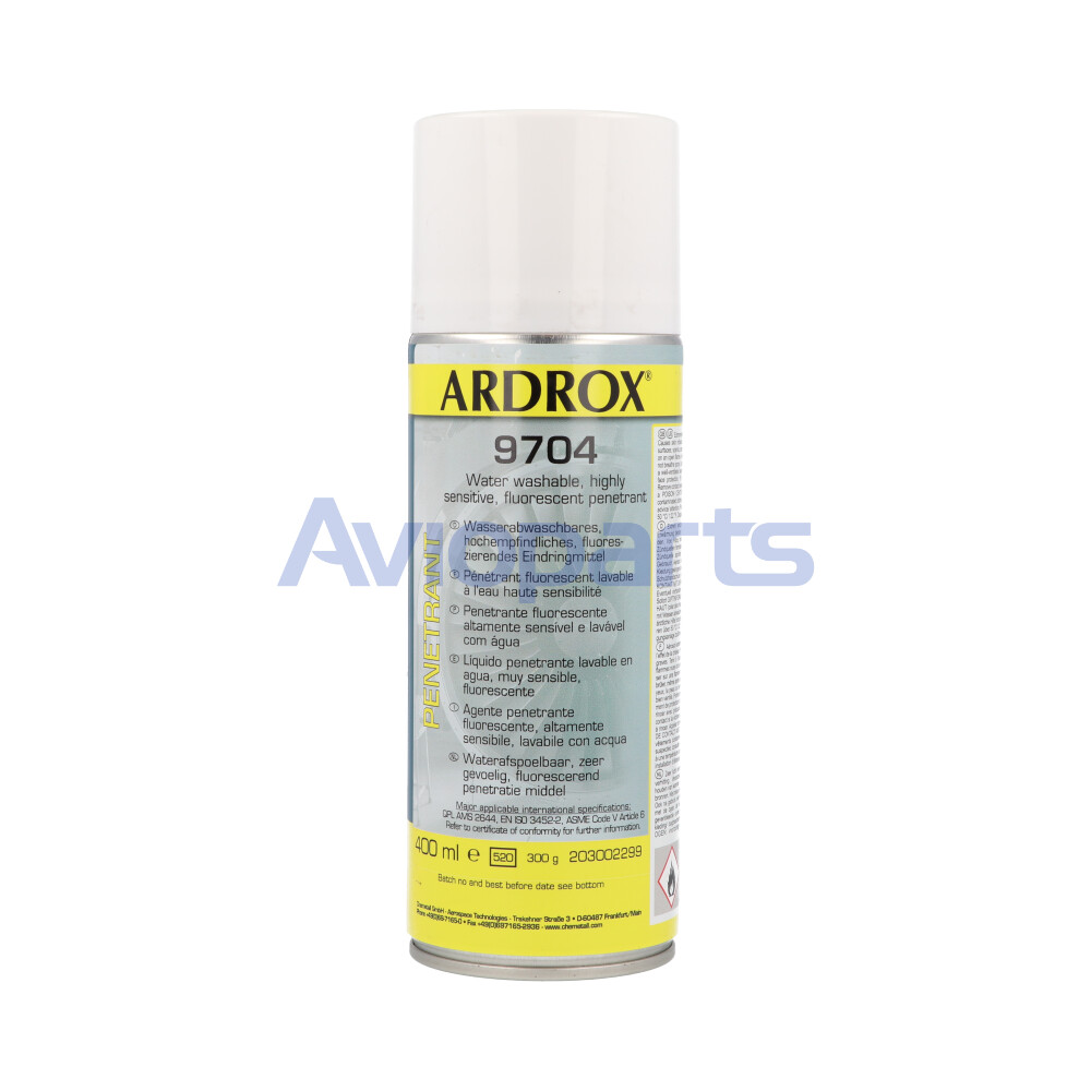 ARDROX 9704 , WATER WASHABLE FLUORESCENT PENETRANT, AEROSOL 400 ML // AMS 2644 CL 2