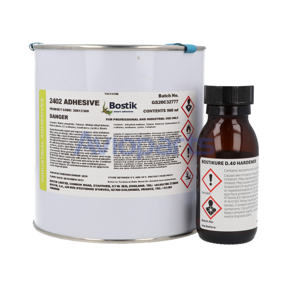 BOSTIK 2402 & BOSTIKURE D40 COLD CURING ADHESIVE , KIT 1 LT // Z15-CLI-CML08-646