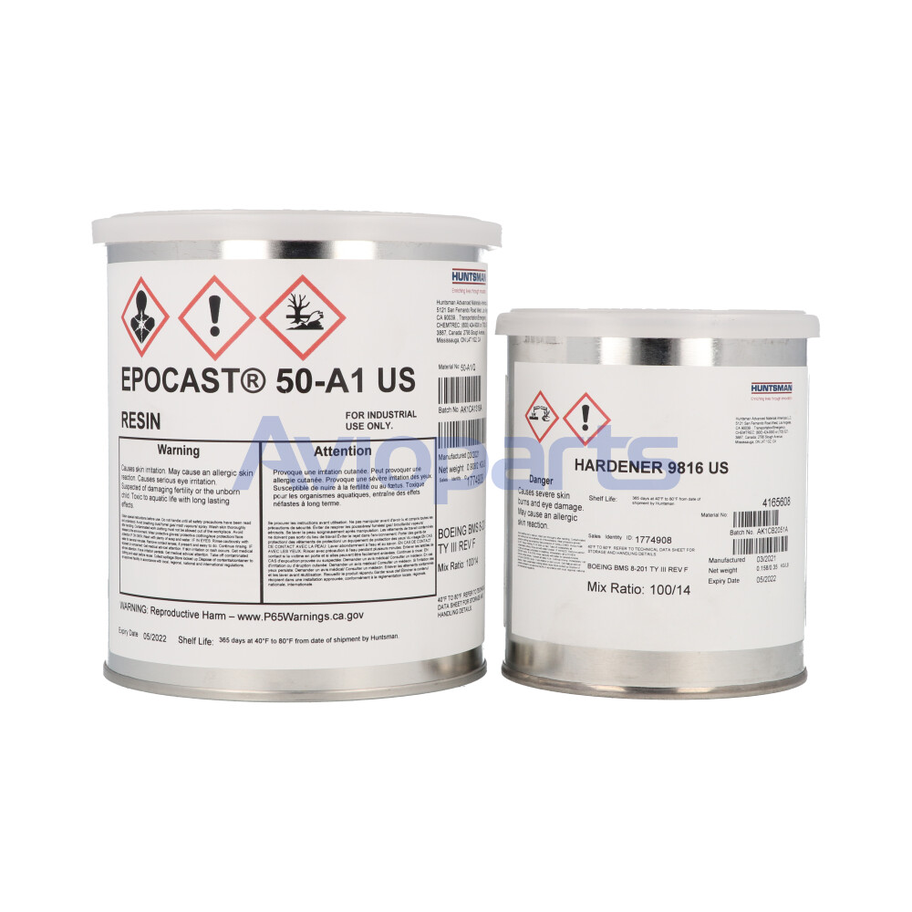 EPOCAST 50A1 RESIN /9816 HARDENER, EPOXY LAMINATING SYSTEM,  KIT 1 QT (A)/ 1 PT (B) // BMS8-201 TY3 R.F