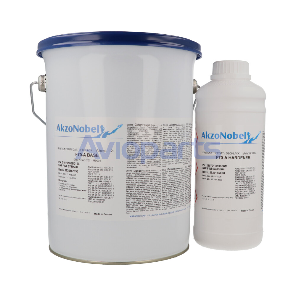 F70-A GREY BAC 707 - M9001 BASE , EPOXY WATERBORNE GLOSSY TOPCOAT & HARDENER F70-A , CAN 4 LT // AIMS04-04-003