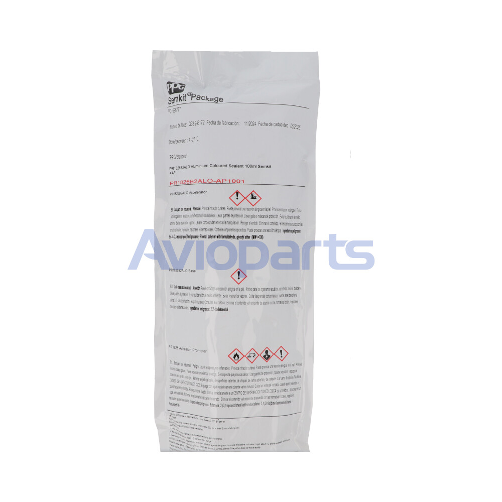 PR1826 B2 ALO + PROMOTER , AIRCRAFT INTEGRAL FUEL TANK SEALANT - ALUMINIUM , SKIT 654 // PPG STANDARD