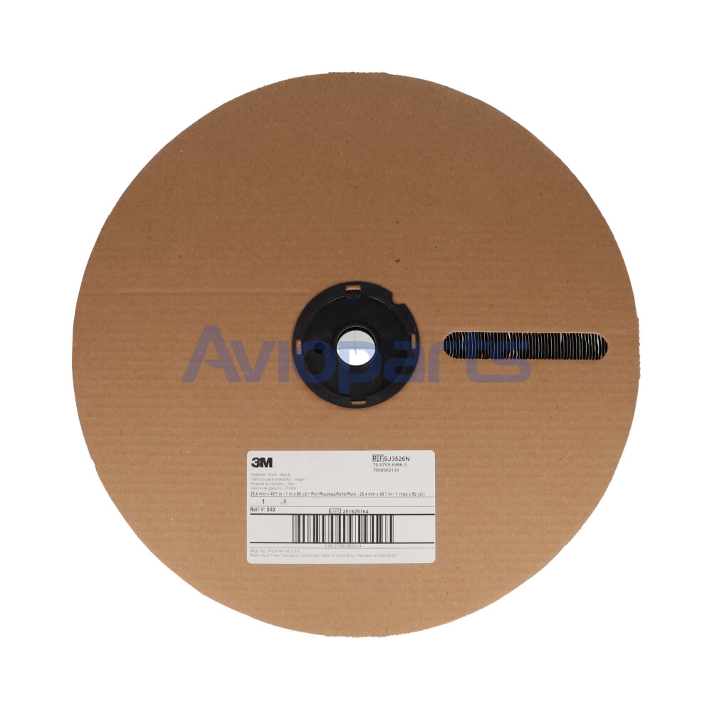 3M SJ3526N BLACK FASTENER HOOK , ROLL 25MM X 46 MT X 4.4MM
